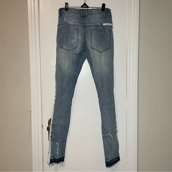 Kollar Distressed Stripe Denim Skinny Jean size 28